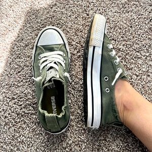 Army green converse- size 6